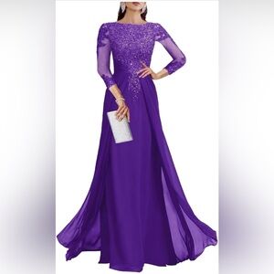 Chic Long Sleeve Purple Dress
